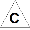 This symbol shows a black capital letter C inside a white triangle