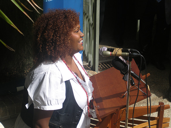 Emma Donovan, singing at the launch of the ALRC Reconcilliation Action Plan