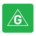 This symbol shows a white capital G inside a white bordered triangle. This sits on a green square background.