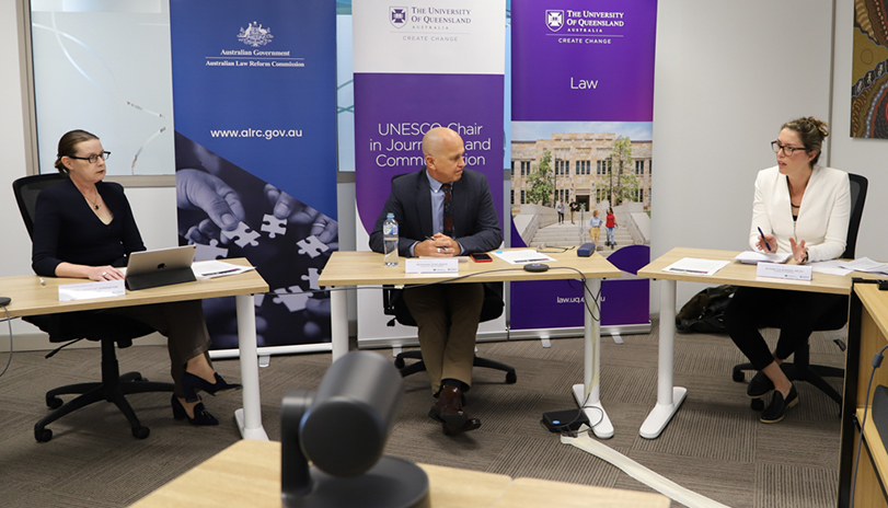 Justice Derrington, Prof Peter Greste, Dr Rebecca Ananian-Welsh